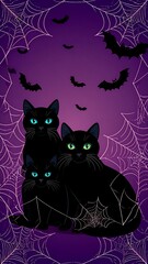 Halloween Cats and Bats in a Spooky Web Design.