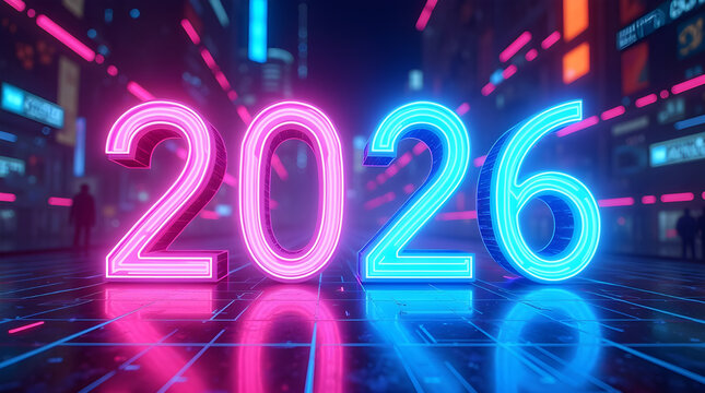 Cyberpunk Glow Happy New Year 2026 Design