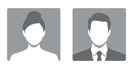 Profile Placeholder Vector Set for Man and Woman in Gray Tones on White Background 190 Characters