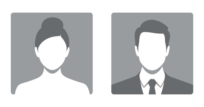 Profile Placeholder Vector Set for Man and Woman in Gray Tones on White Background 190 Characters