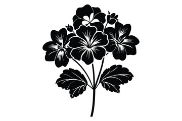 Beautiful black floral blossom blooms gracefully with intricately detailed leaves and stylized petals