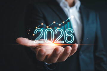 2026 growth chart graph business financial investment market strategy future planning target achievement goal vision success progress.