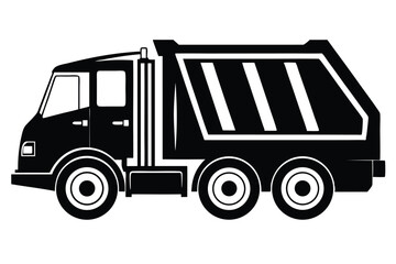 Black silhouette illustrates a heavyduty truck showing multiple tiers and striped cargo bed