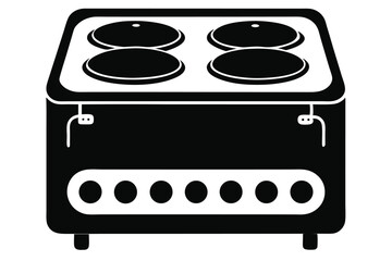 Black fourburner stovetop kitchen appliance presents a simple, functional look for culinary activities