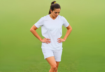 Soccer player in white uniform on field, ai generated