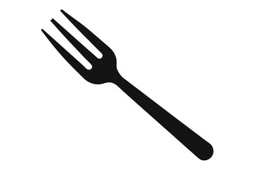 A minimalistic black fork is lying diagonally on the white surface creating a clean look