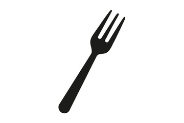 A simple black fork is visible against a white background, presented with transparency