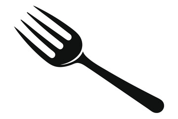 Single black fork with a sleek design is depicted against the white background