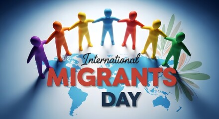 Migrant: international migrants day symbol on world map