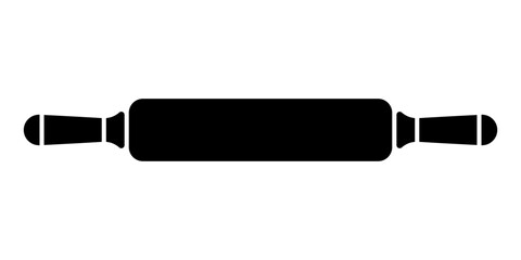Rolling pin icon. Black silhouette. Front and side view. Vector simple flat graphic illustration. Isolated object on a white background.