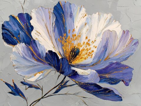 Flower gold pattern background floral leaves blue plant golden abstract texture. Black flower gold pattern line leaf art outline nature vintage rose watercolor 3d elegant deco navy romantic botanical
