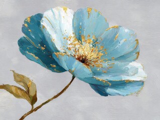 Naklejka premium Flower gold pattern background floral leaves blue plant golden abstract texture. Black flower gold pattern line leaf art outline nature vintage rose watercolor 3d elegant deco navy romantic botanical