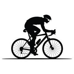Cyclist Riding Road Bike Silhouette Vector Illustration – Professional Athlete in Action Training for Race, Sports Fitness Concept Design for Cycling, Endurance, and Outdoor Activity