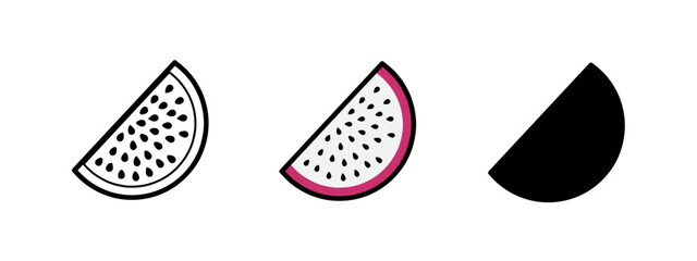 Sliced Dragon Fruit Icons Depicting Line, Color, and Silhouette Forms