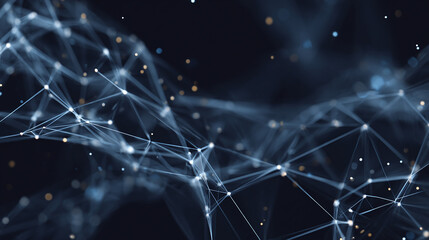 Abstract network of interconnected nodes, representing data or a technological concept. The image is rendered with a depth of field effect.