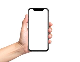 Hand Holding Smartphone with Blank Screen for App Mockup.