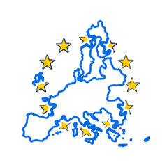 creative simplified smooth rounded-corners shape of the map of the EU, European Union, isolated