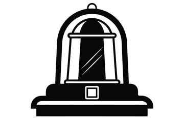 Black and white gumball machine design shows the classic dispenser interior clearly in minimal form