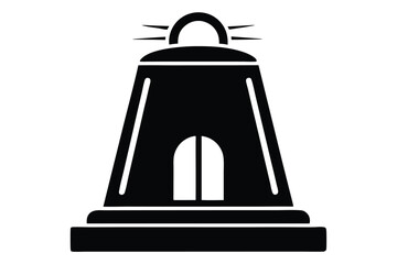 Isolated black silhouette shows a simple bell, complete with a clapper for a striking visual