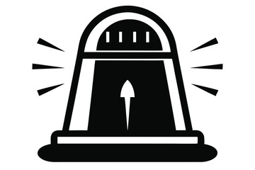 A black and white lighthouse stands shining with an upward arrow illuminating the scene