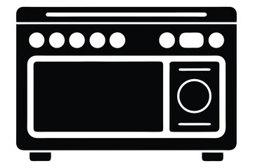 A bold blackandwhite stove icon showcases circles, squares, and rounded edges with clean lines