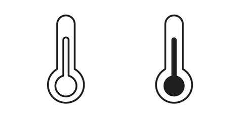 Temperature icon with editable stroke and flat vector pack