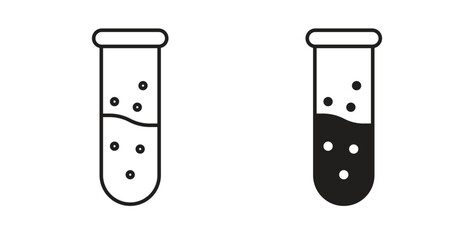 Test tube icon with editable stroke and flat vector pack