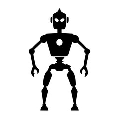 Modern robot silhouette representing artificial intelligence, technology, and automation, depicted as a minimalist black icon on a