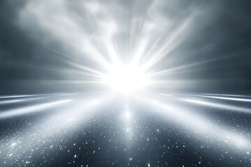 Abstract bright light background with lens flare effect and glowing particles for design concept use