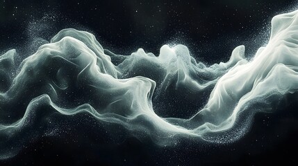 Abstract ethereal smoke cloud background with glitter sparkles and dark cosmic space scene design