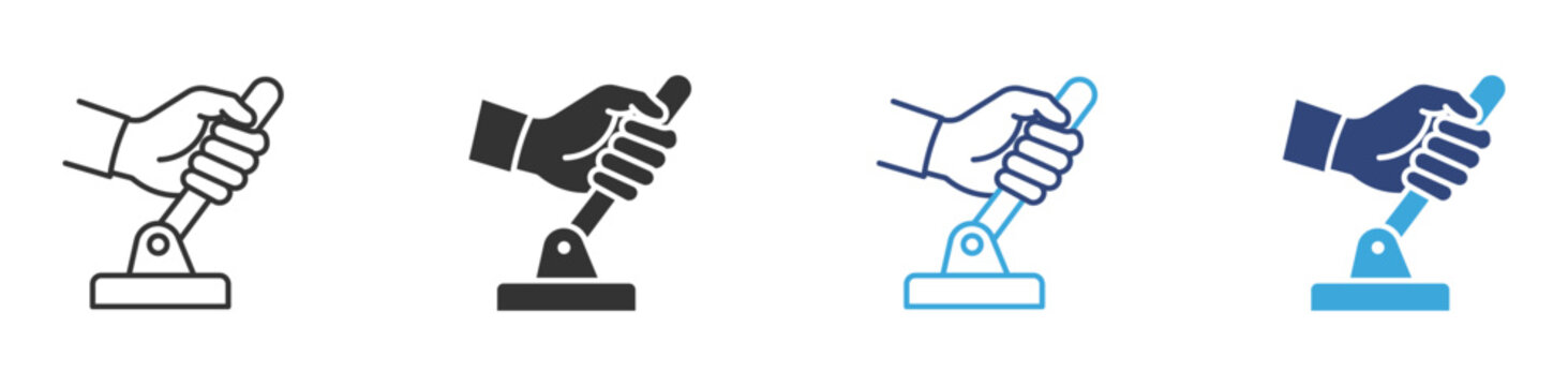 Lever Control icon set, Mechanical Handle Operation, Manual Control Switch and Equipment Activation concept icon, vector illustration.