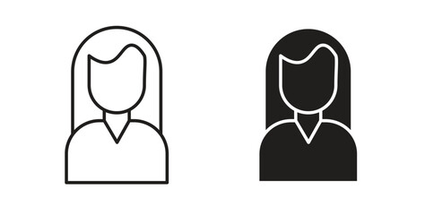 Woman icon with editable stroke and flat vector pack