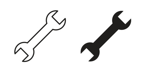 Wrench icon with editable stroke and flat vector pack