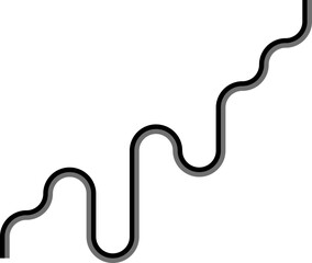 Paired lines develop a zigzag pattern integrated with squared wave shapes and smooth rounded transitions.