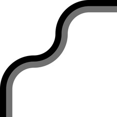 Dual-tone thick lines trace an abstract maze layout with winding curves and fluid interconnected pathways.