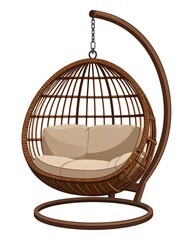 Hanging Egg Chair Illustration - Cozy Indoor and Outdoor Seating.