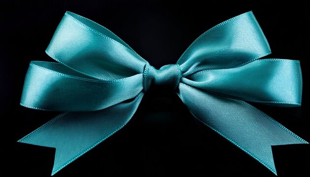 teal ribbon bow isolated on black