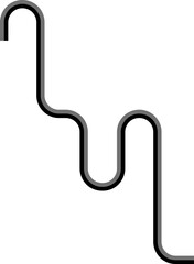 Two broad lines extend a long labyrinth pattern composed of winding curves and layered geometric passages.