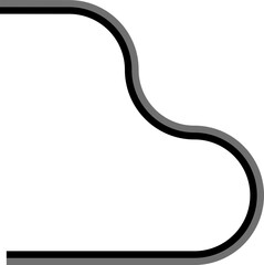 Dual-tone thick lines outline a labyrinth arrangement composed of squared wave segments and rounded directional curves.