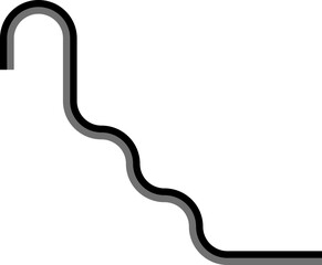 Two thick colored lines form a diagonal maze structure built from long zigzag stretches and rounded curved passages.