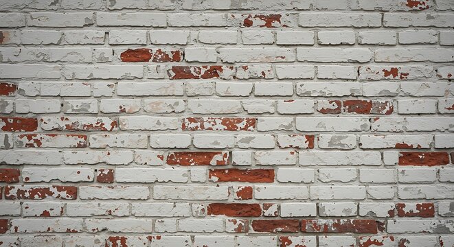White brick wall with exposed brick creating an urban texture effect - Powered by Adobe