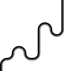 Two contrasting lines travel through a squared path composed of geometric turns and continuous curved motions.