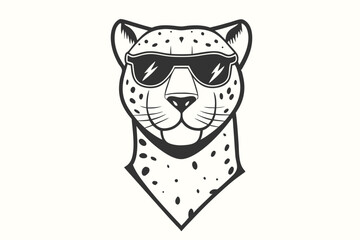 Cartoonish cheetah with sunglasses shows a cool monochrome style and attitude here
