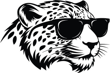 Cool jaguar visage sports sunglasses; this minimalist black and white boasts style