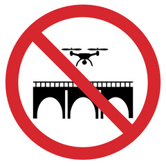 Prohibition sign indicating no drone use over bridges