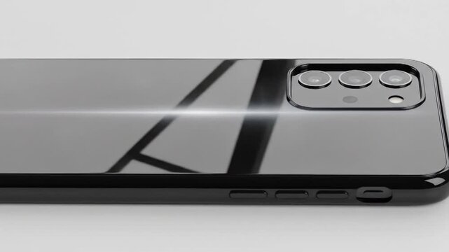 Sleek black smartphone case with multiple camera lenses shown from different angles