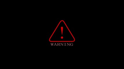 Warning security alert the screen data hacking malware virus caution signal icon animation. Digital technology computer cybersecurity protection and warning system video animation a black background. - Powered by Adobe