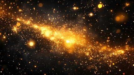 Download golden galaxy space background with sparkling stars and nebula for graphic design projects