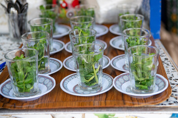 Fresh mint tea in Maroc