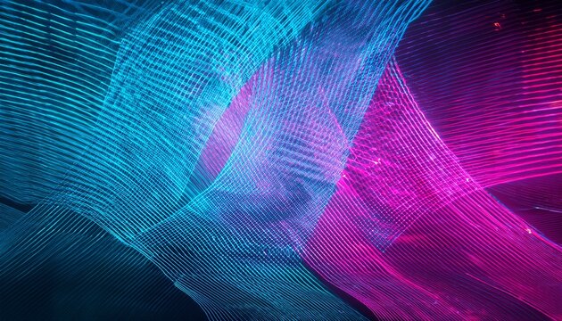 Abstract Blue Mint And Pink Background With Interlaced Digital Glitch And Distortion Effect Futuristic Cyberpunk Design Retro Futurism Webpunk Rave 80S 90S Cyberpunk Aesthetic Techno Neon Colors